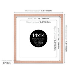 "14X14"" Bronze Picture Frame - 14X14"" Square Frame With 13X13"" Mount For 14X14""/13X13"" Pictures Art Deco Style Room Decor, 1 Pack" - thumbnail 2