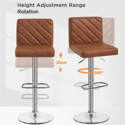 Yaheetech Retro Brown Set Of 2 Pu Leather Dining Chairs With Backrest - thumbnail 6