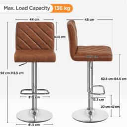 Yaheetech Retro Brown Set Of 2 Pu Leather Dining Chairs With Backrest - thumbnail 3