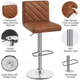 Yaheetech Retro Brown Set Of 2 Pu Leather Dining Chairs With Backrest - thumbnail 4