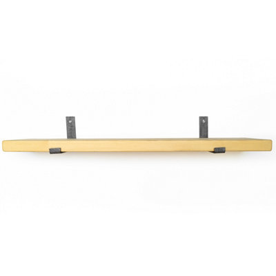 Toolty Rustic Handmade Wall Shelf, Wall Mounted, 150Cm X 22.5Cm Up Design, Light Oak, Handcrafted Vintage Style - image 1