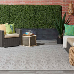 Light Grey Outdoor Rug, Abstract Optical/ (3D) Stain-Resistant Rug For Patio Decks, Modern Outdoor Area Rug-160Cm X 221Cm - thumbnail 2