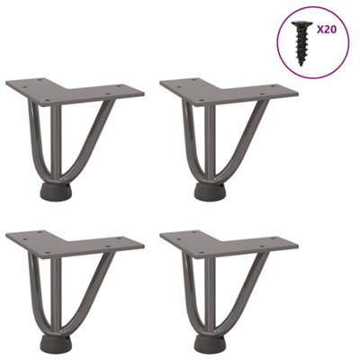 Berkfield Hairpin Legs For Coffee Table 4 Pcs Natural Steel 10 Cm Solid Steel - image 1
