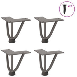 Berkfield Hairpin Legs For Coffee Table 4 Pcs Natural Steel 10 Cm Solid Steel