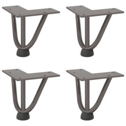 Berkfield Hairpin Legs For Coffee Table 4 Pcs Natural Steel 10 Cm Solid Steel - thumbnail 2