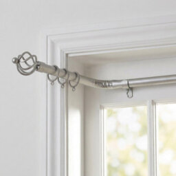 Silver Extendable Metal Curtain Pole Rail With Rings And Finials 120 To 210 Cm - thumbnail 3
