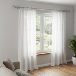Silver Extendable Metal Curtain Pole Rail With Rings And Finials 120 To 210 Cm - thumbnail 2