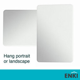 Enki Horizon Contemporary Bathroom Glass Rounded Corner Frameless Wall Mounted Vertical Horizontal Decorative Mirror (W) 400mm - thumbnail 2