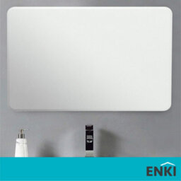 Enki Horizon Contemporary Bathroom Glass Rounded Corner Frameless Wall Mounted Vertical Horizontal Decorative Mirror (W) 400mm - thumbnail 6