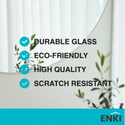 Enki Horizon Contemporary Bathroom Glass Rounded Corner Frameless Wall Mounted Vertical Horizontal Decorative Mirror (W) 400mm - thumbnail 3