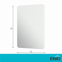 Enki Horizon Contemporary Bathroom Glass Rounded Corner Frameless Wall Mounted Vertical Horizontal Decorative Mirror (W) 400mm - thumbnail 7