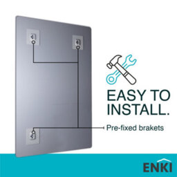 Enki Horizon Contemporary Bathroom Glass Rounded Corner Frameless Wall Mounted Vertical Horizontal Decorative Mirror (W) 400mm - thumbnail 4