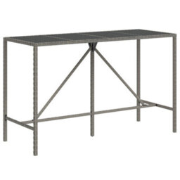 Walplus 9 Piece Garden Bar Set Grey Poly Rattan& Solid Wood Acacia - thumbnail 5