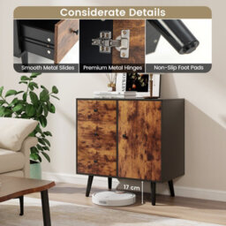 Costway Industrial Storage Cabinet Freestanding Wooden Buffet Sideboard W/ 3 Drawers & Door - thumbnail 8