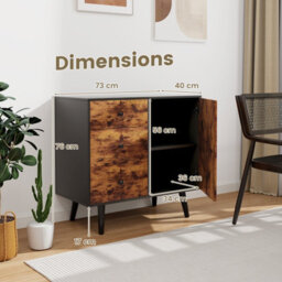 Costway Industrial Storage Cabinet Freestanding Wooden Buffet Sideboard W/ 3 Drawers & Door - thumbnail 3