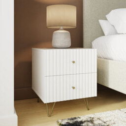 Gfw Thalia Ribbed 2 Drawer Bedside Table White - thumbnail 2
