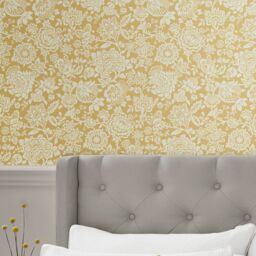 Laura Ashley Midnight Palace Trailing Laurissa Pale Ochre Yellow Smooth Wallpaper - thumbnail 5