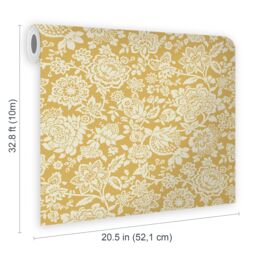 Laura Ashley Midnight Palace Trailing Laurissa Pale Ochre Yellow Smooth Wallpaper - thumbnail 6