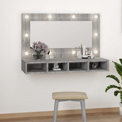 Berkfield Mirror Cabinet With Led Grey Sonoma 90X31.5X62 Cm - image 1