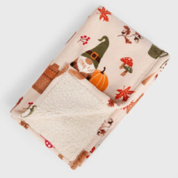 OHS Autumn Gonk Throw Over Fleece Bed Sofa Sherpa Soft Warm Blanket Plush Pumpkin - thumbnail 3