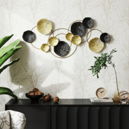 Homcom Hanging Wall Sculpture With Modern Lotus-Leaf Design, Metal Wall Art - thumbnail 9