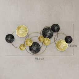 Homcom Hanging Wall Sculpture With Modern Lotus-Leaf Design, Metal Wall Art - thumbnail 3