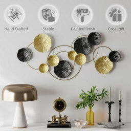 Homcom Hanging Wall Sculpture With Modern Lotus-Leaf Design, Metal Wall Art - thumbnail 6
