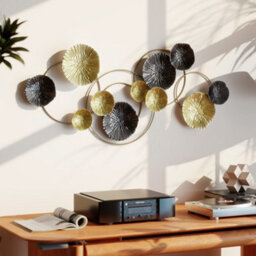 Homcom Hanging Wall Sculpture With Modern Lotus-Leaf Design, Metal Wall Art - thumbnail 1