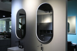Lumora 900X500mm Oval Matt Black Led Bathroom Mirror - Pill Mirror, Front-Lit Tri-Light Anti-Fog - thumbnail 2