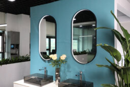 Lumora 900X500mm Oval Matt Black Led Bathroom Mirror - Pill Mirror, Front-Lit Tri-Light Anti-Fog - thumbnail 3