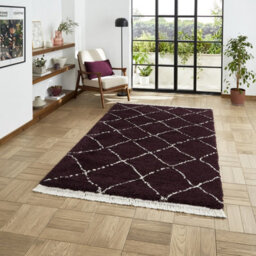 Purple Geometric Shaggy Rug, Stain-Resistant 45mm Pile Modern Rug For Bedroom, Living Room, & Dining Room-80Cm X 150Cm - thumbnail 2