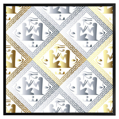 "Andrew Lee Egyptian Hieroglyphs In Gold & Silver (Picutre Frame) / 16X16"" / White" - image 1