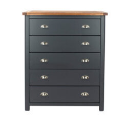 Core Products Dunkeld 5 Drawer Chest - Midnight Blue Painted Wood Bedroom Storage, H114.5 X W90 X D40 Cm - thumbnail 4