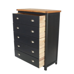 Core Products Dunkeld 5 Drawer Chest - Midnight Blue Painted Wood Bedroom Storage, H114.5 X W90 X D40 Cm - thumbnail 7