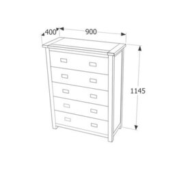 Core Products Dunkeld 5 Drawer Chest - Midnight Blue Painted Wood Bedroom Storage, H114.5 X W90 X D40 Cm - thumbnail 3