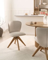 Beliani Set Of 2 Dining Chairs Swivel Coso Fabric Light Beige - thumbnail 2