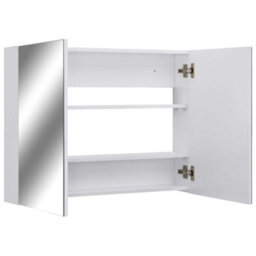 Berkfield Bathroom Mirror Cabinet White 80X15X60 Cm Mdf - thumbnail 3