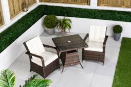 Giardino Arizona Square Rattan Garden Bistro Table And Chairs Set 2 Seater Patio Furniture Set - Brown - thumbnail 4