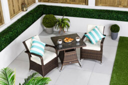Giardino Arizona Square Rattan Garden Bistro Table And Chairs Set 2 Seater Patio Furniture Set - Brown - thumbnail 2