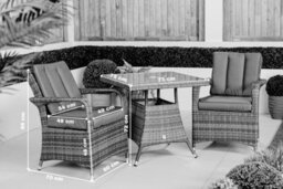 Giardino Arizona Square Rattan Garden Bistro Table And Chairs Set 2 Seater Patio Furniture Set - Brown - thumbnail 9