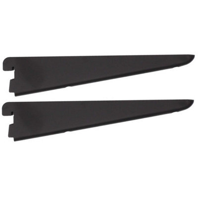Afit Black Twin Slot Brackets 320mm - Pack Of 2 - Genuine 32mm Twin Slot Adjustable Wall Shelving - image 1