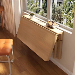 50X30Cm Solid Wood Folding Wall Mounted Table Drop Leaf Laptop Desk Cafe Dining Table - thumbnail 5
