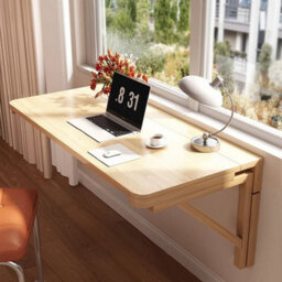 50X30Cm Solid Wood Folding Wall Mounted Table Drop Leaf Laptop Desk Cafe Dining Table - thumbnail 4