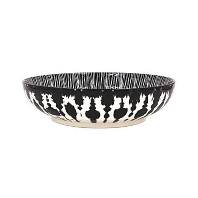 Pasta Bowl Fine China Black Tie-Dye Decorative Bowl 22Cm Deep Plate Dinnerware - image 1