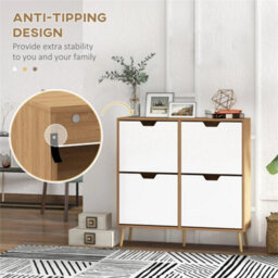 Narrow Shoe Storage Cabinet With 4 Flip Drawers Wood Shoe Rack 16 Pairs Of Shoes - thumbnail 6