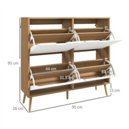 Narrow Shoe Storage Cabinet With 4 Flip Drawers Wood Shoe Rack 16 Pairs Of Shoes - thumbnail 2