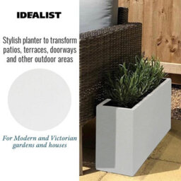 Idealist™ 50Cm Planter, White Reinforced Stone Narrow Garden Trough, Rectangular Outdoor Plant Pot H40 L50 W20 Cm, 40L - thumbnail 4