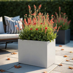 Idealist™ 50Cm Planter, White Reinforced Stone Narrow Garden Trough, Rectangular Outdoor Plant Pot H40 L50 W20 Cm, 40L - thumbnail 1