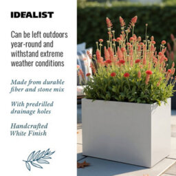 Idealist™ 50Cm Planter, White Reinforced Stone Narrow Garden Trough, Rectangular Outdoor Plant Pot H40 L50 W20 Cm, 40L - thumbnail 3