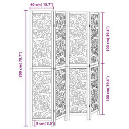 Vidaxl Room Divider 4 Panels Black Solid Wood Paulownia - thumbnail 3